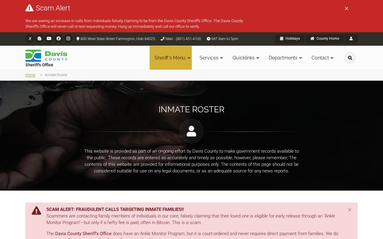 Davis County current-custody roster