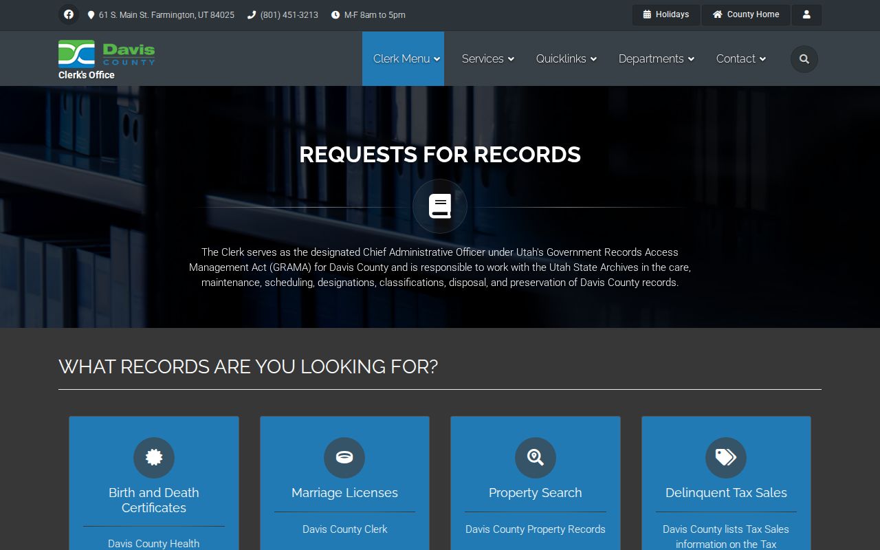 Davis County booking record request portal
