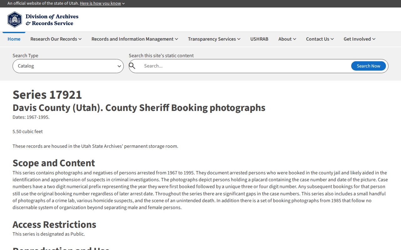 Davis County historic booking-record archive